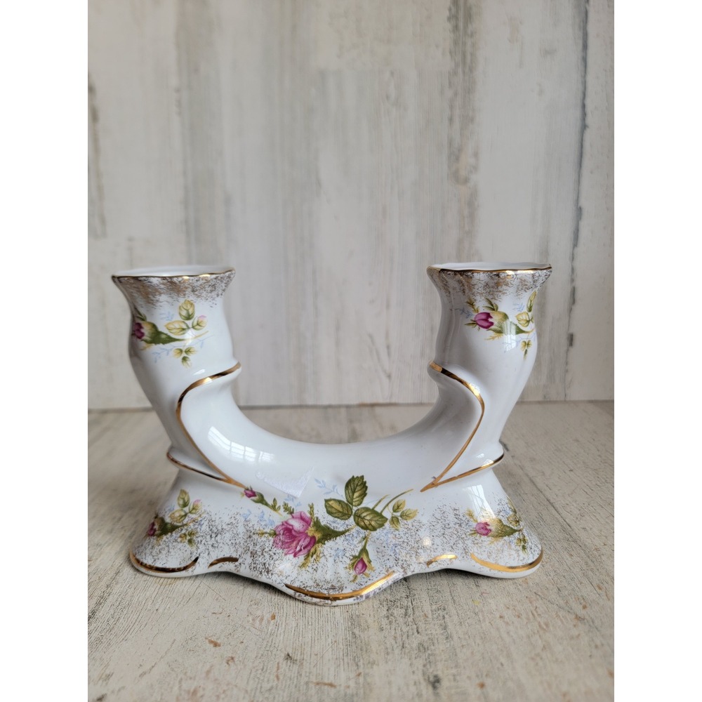 Chodziez vintage double candlestick holder floral porcelain unique home decor